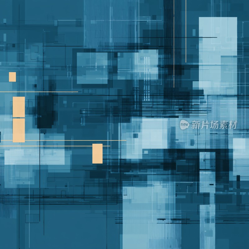 蓝调几何抽象插画背景