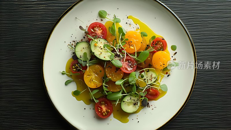 清新蔬菜沙拉色彩缤纷健康美味！