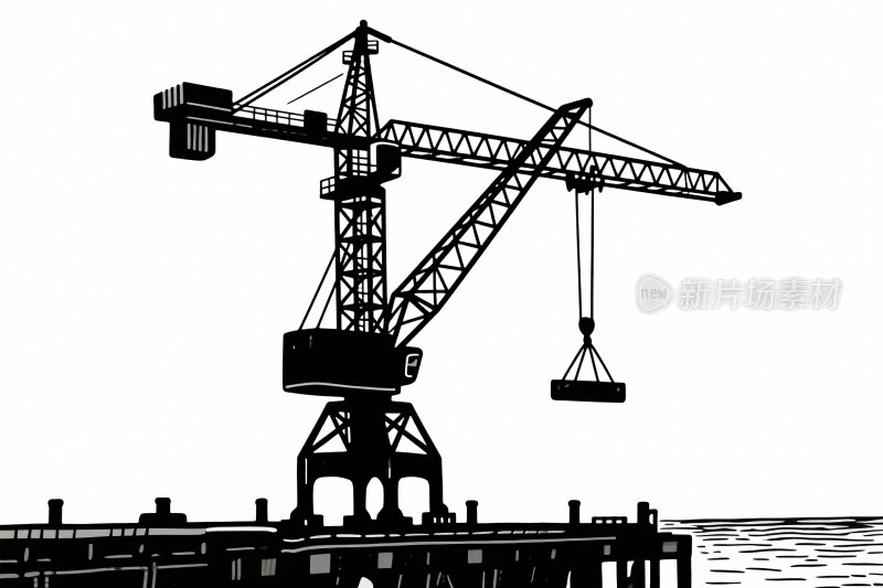 港口建设起重机剪影
