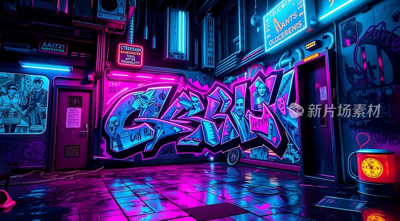霓虹灯下的街头艺术