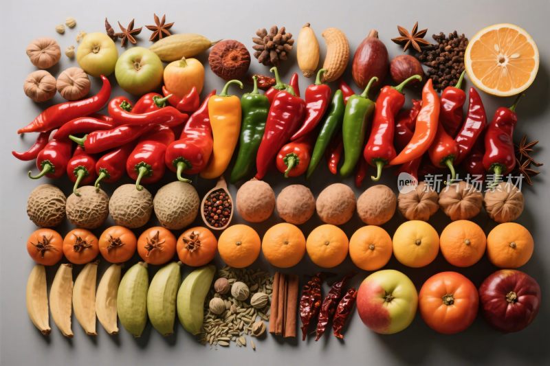 食材多彩整齐排列图