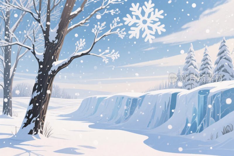 冬日雪景插画
