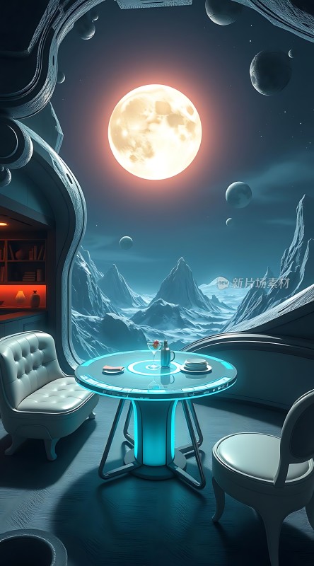 太空餐厅月下品茗论古今