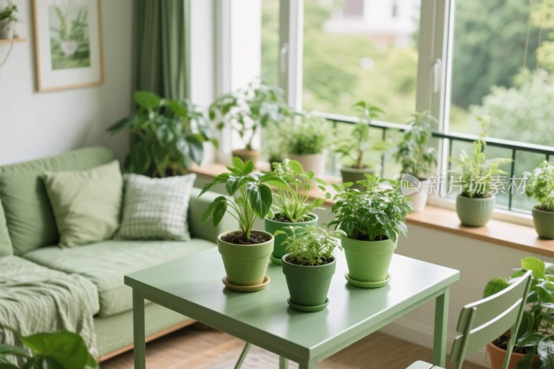 温馨绿调室内植物场景