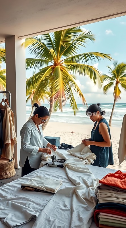 海滩边上的裁缝工作坊