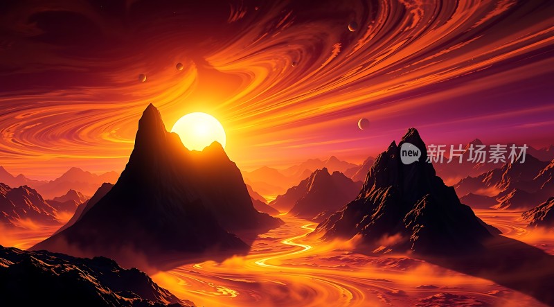 神秘星球日落奇景