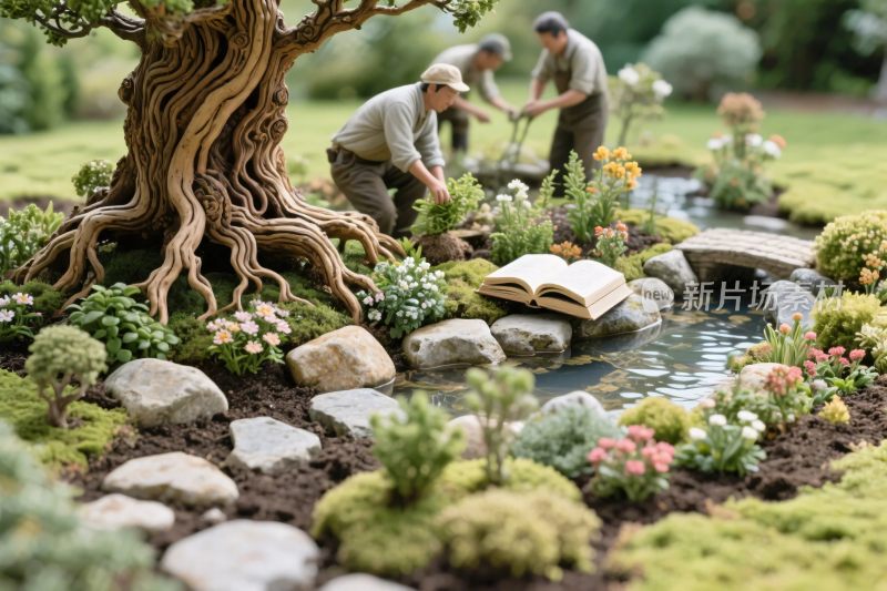 微型园艺场景模型