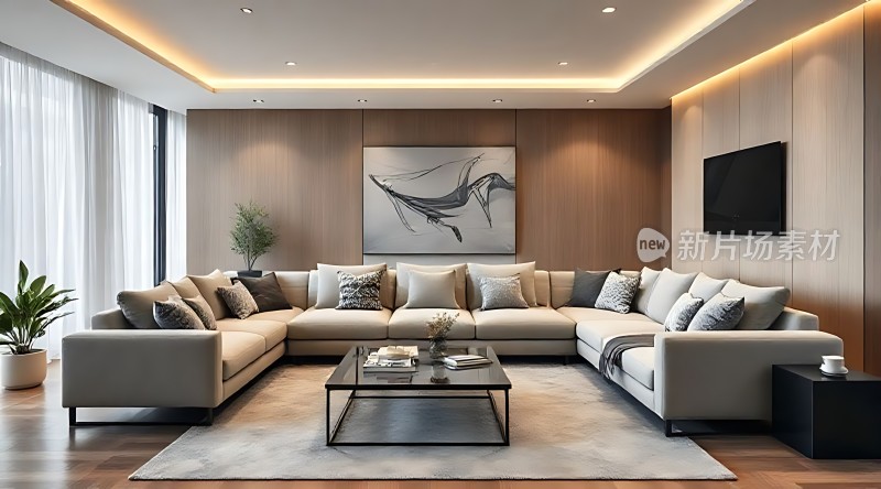 现代客厅设计舒适沙发与简约装饰