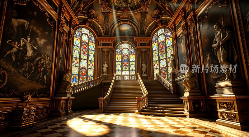 阳光下的宏伟宫殿内部