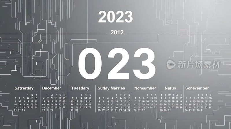 2023日历设计科技感十足简约大气
