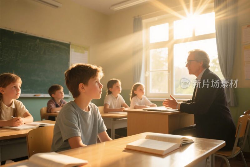 教室师生互动教学场景