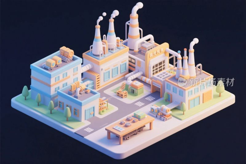 等距视角工业设施插画