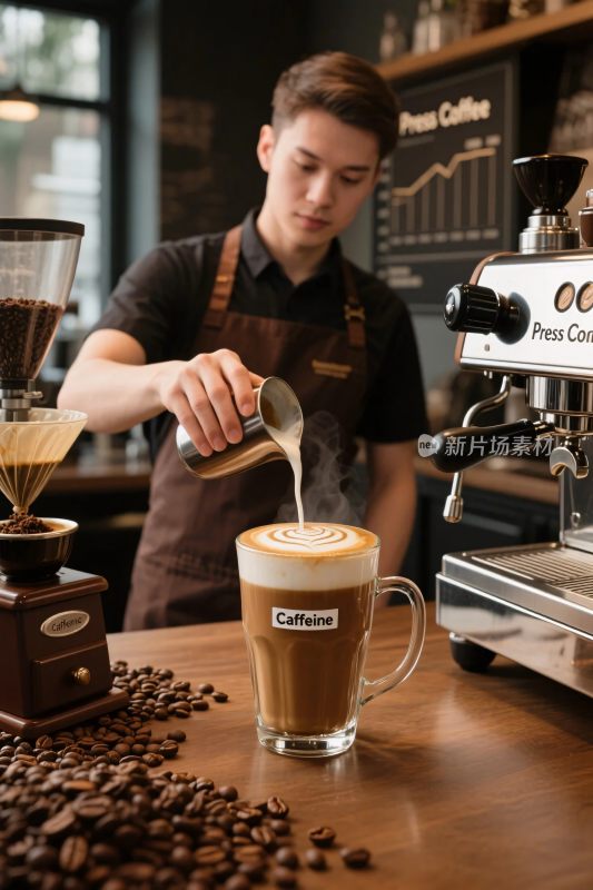 咖啡师制作咖啡场景