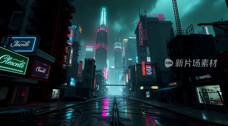 霓虹灯下的未来都市之夜