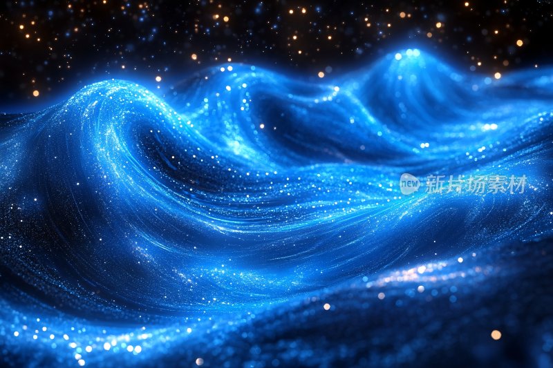 蓝色梦幻星空波浪景象