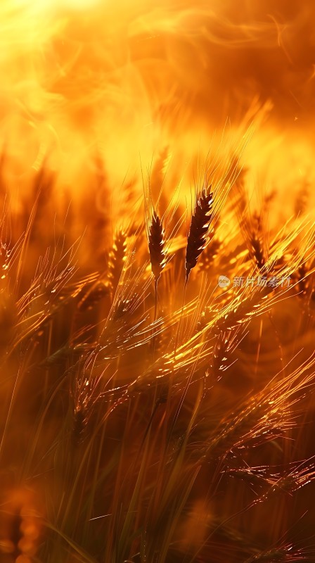 金色麦浪阳光下的丰收景象