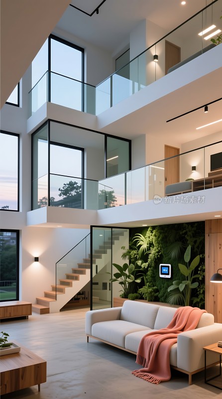 现代家居设计简约风格绿植点缀温馨舒适