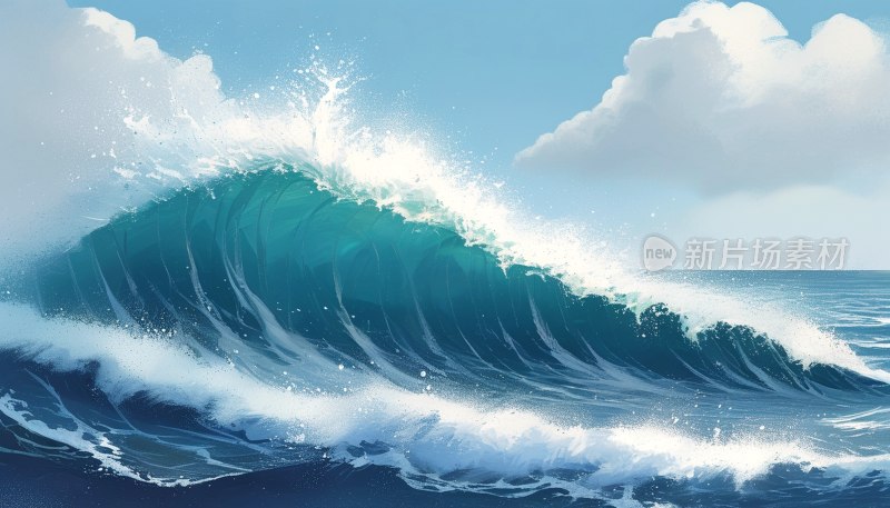 海浪汹涌插画