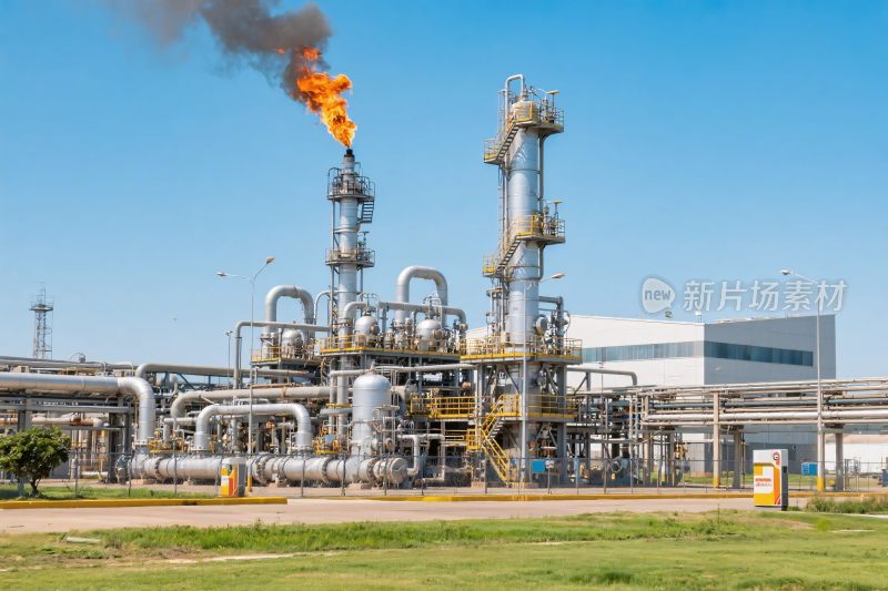 工业设施与烟囱火焰场景