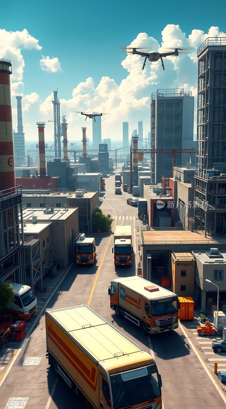 未来城市物流无人机与卡车协同作业