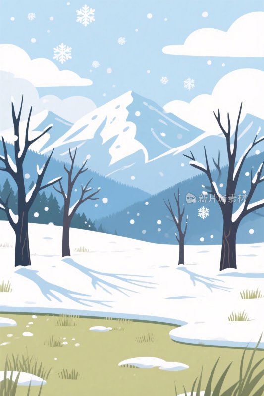 冬季雪景插画