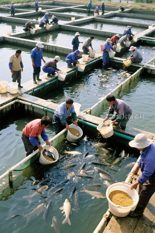 水产养殖劳作场景