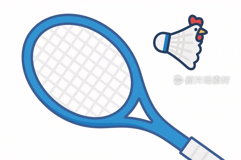 羽毛球拍与羽毛球插画