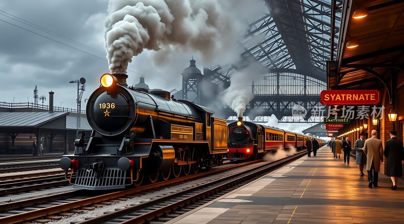 蒸汽火车驶入站台