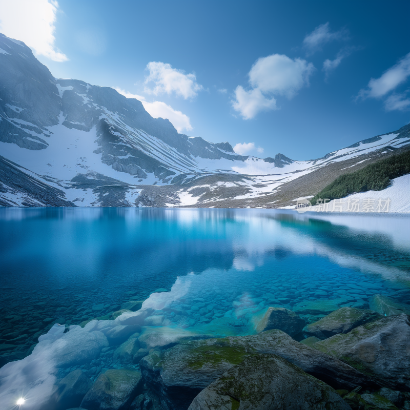 雪山湖泊风景图