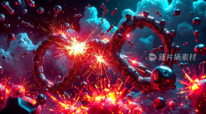 机械风暴红色与蓝色的碰撞
