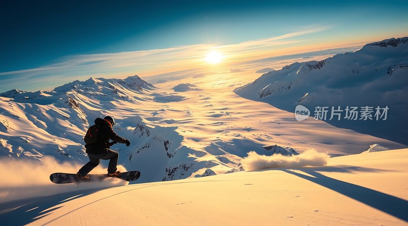 雪地滑板者挑战极限