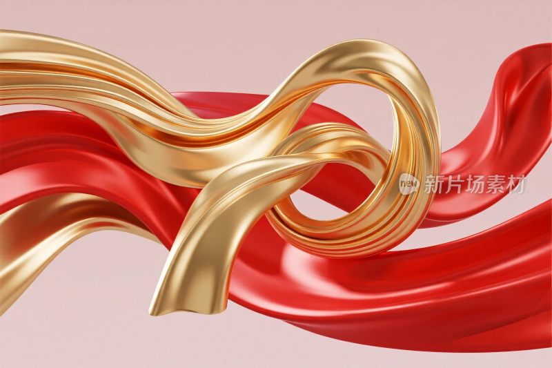 红金绸缎插画