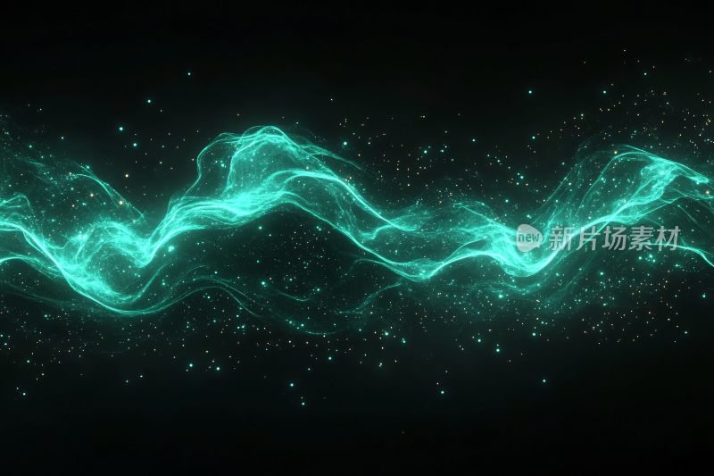 动感绿色光效波浪背景图