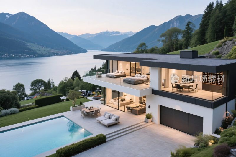 豪华湖景别墅景观