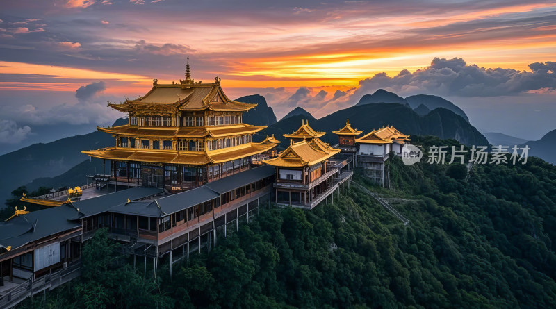 太姥山风景区日落建筑福建旅游景点宣传图