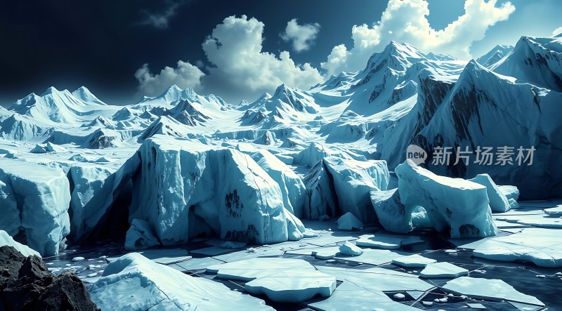 冰封雪原巍峨山脉