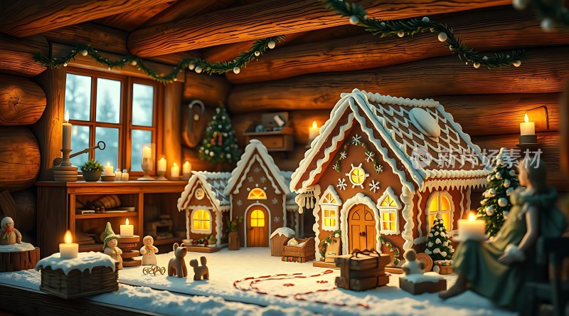 圣诞小屋温馨场景