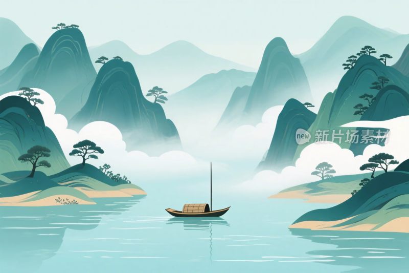 山水风景插画