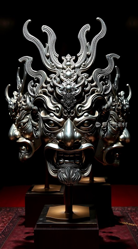 银色面具艺术展示