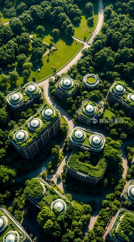 绿色建筑群鸟瞰图