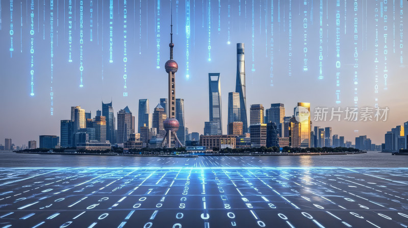 科技AI城市数据流上海背景壁纸