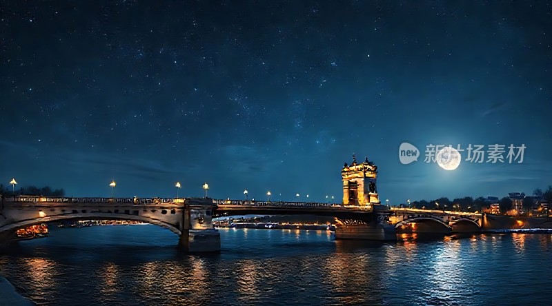 夜幕下的星河与灯火阑珊
