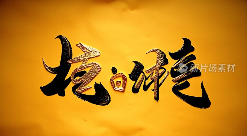 金色背景上的书法文字