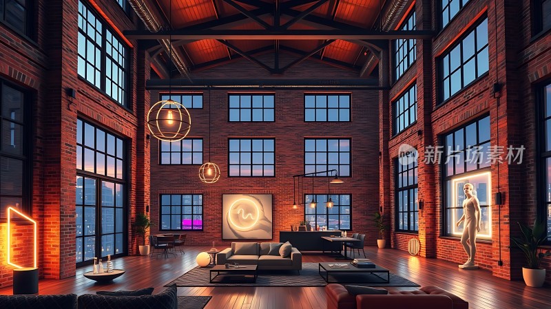 现代工业风大宅红砖绿植温馨雅致