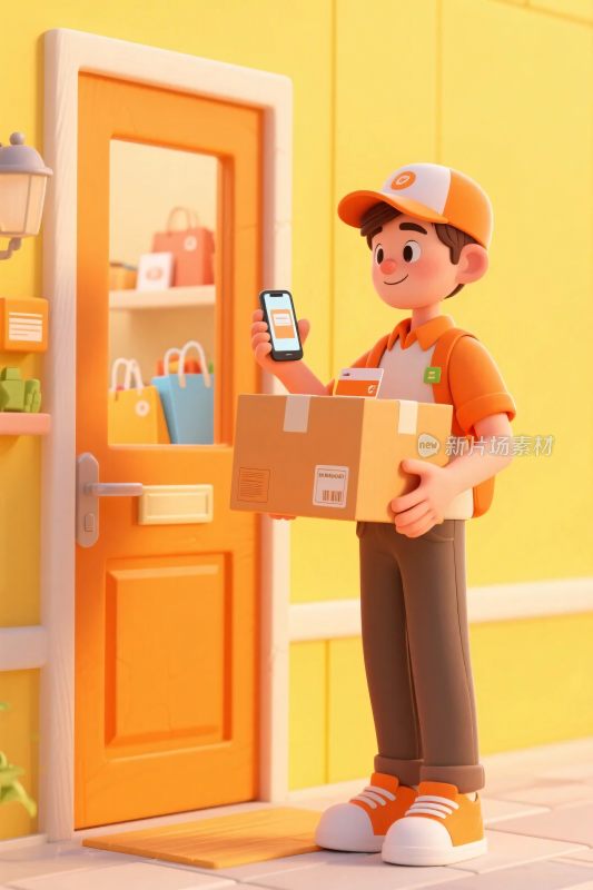 快递员送快递场景