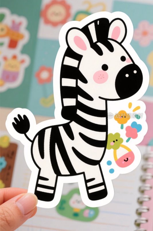 可爱卡通斑马贴纸