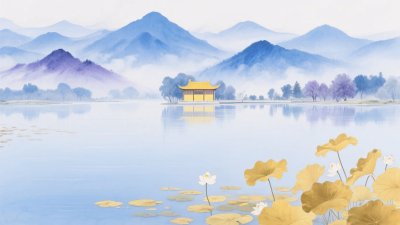山水湖景古韵插画 山水湖景古韵插画