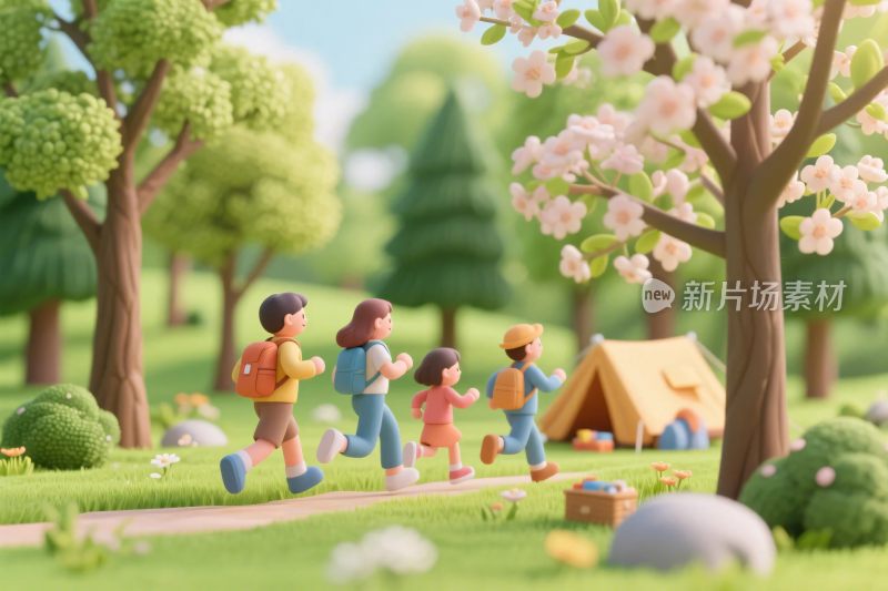 一家人春日户外快乐徒步