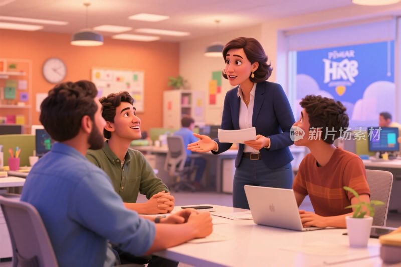 办公室协作交流插画