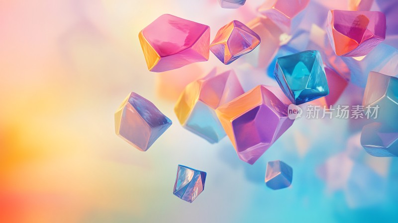 多彩立体几何图形悬浮画面